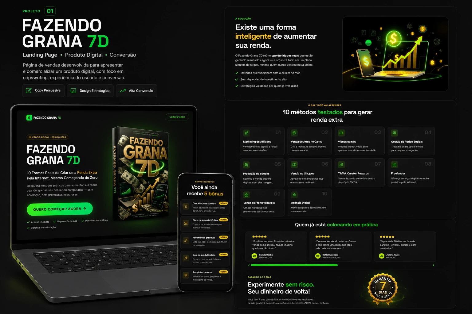 Landing page do projeto Fazendo Grana 7D desenvolvido pela JGomes Digital